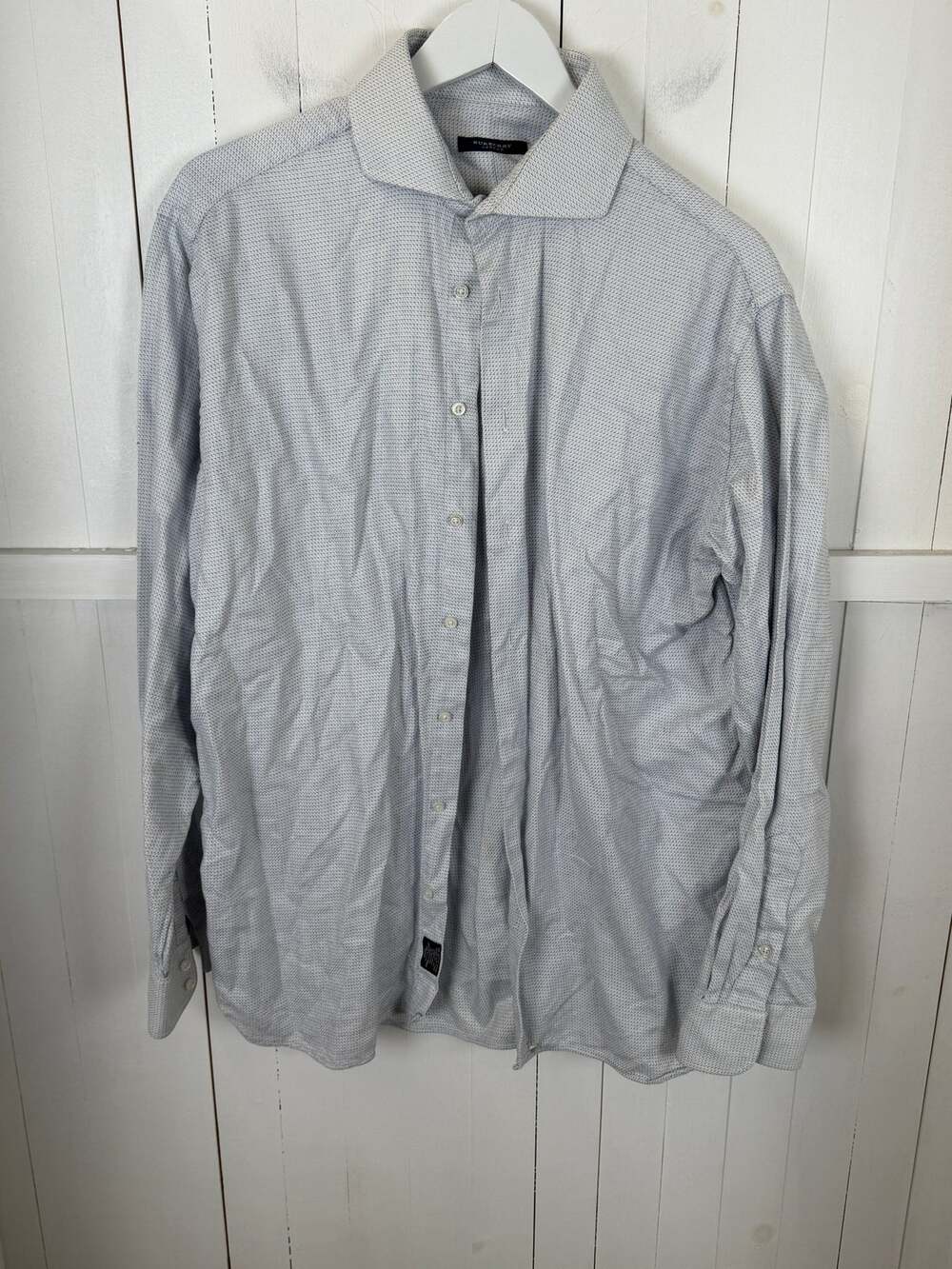 Burberry London Blue White Cotton Button-Down Shirt XL